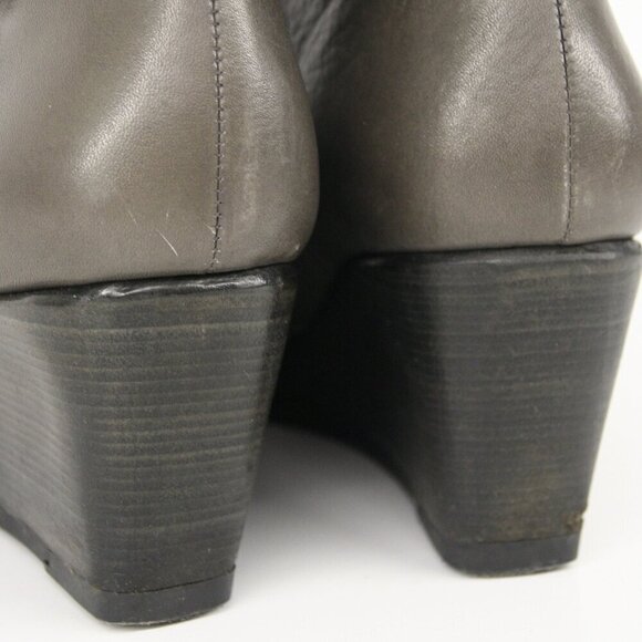 Hispanitas Glove Grey Leather Square Toe Wedge Women's Ankle Boots Shoes Sz 40 - Picture 13 of 14
